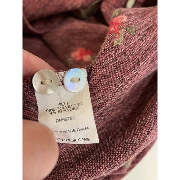 Fig and Flower‎ Top Womens 3X Floral Embroidered Peasant Boho Tie Front Cardigan - Picture 5 of 8